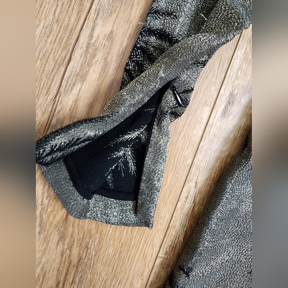 VICTORIA BECKHAM Pouf Sleeve Fireworks Gold Metallic Jacquard Shift Dress US 6 S - Picture 4 of 10